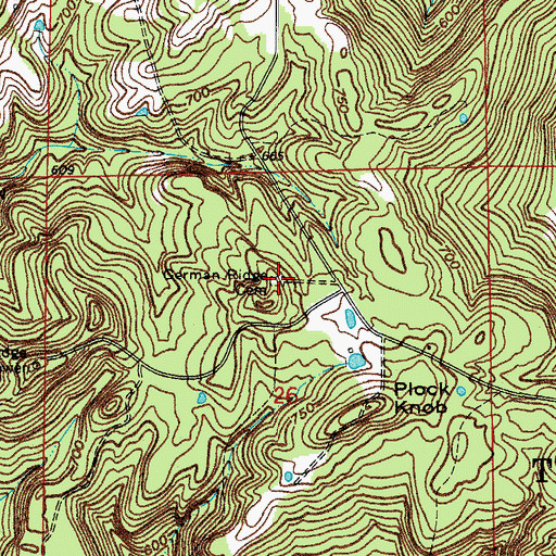 Topographic Map of German Ridge Cemetery, IN