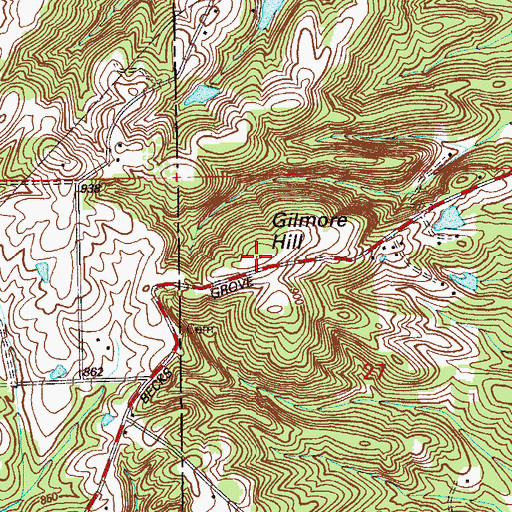 Topographic Map of Gilmore Hill, IN
