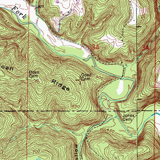 Topographic Map of Goad Cemetery, IN