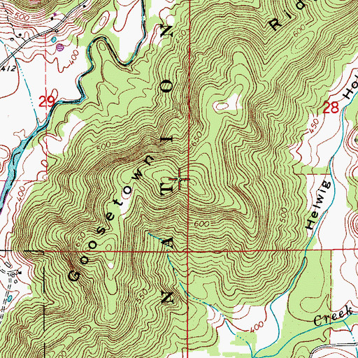 Topographic Map of Goosetown Ridge, IN