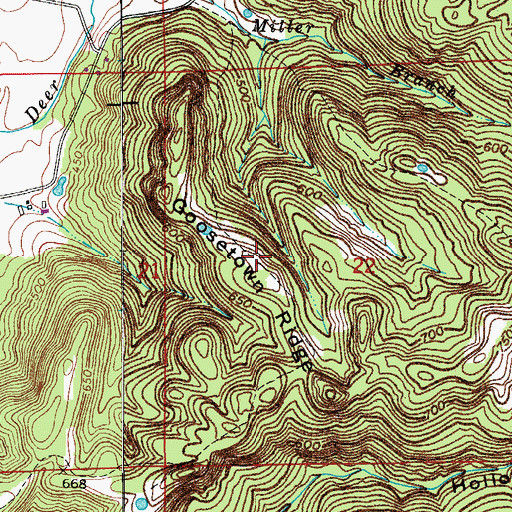 Topographic Map of Goosetown Ridge, IN