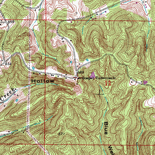 Topographic Map of Gospel Tabernacle, IN