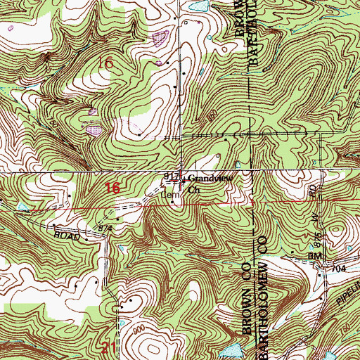 Topographic Map of Grandview Church, IN