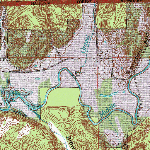 Topographic Map of Gravel Creek, IN