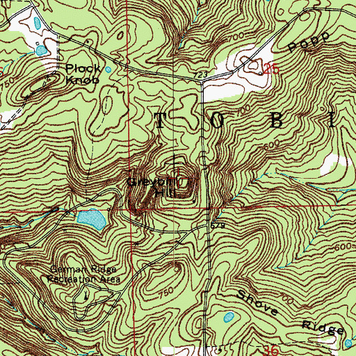 Topographic Map of Greybill Hill, IN