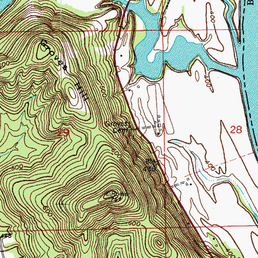 Topographic Map of Groves Cemetery, IN