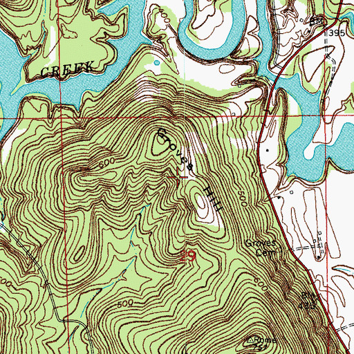 Topographic Map of Groves Hill, IN