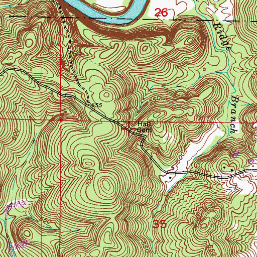 Topographic Map of Hall Cemetery, IN