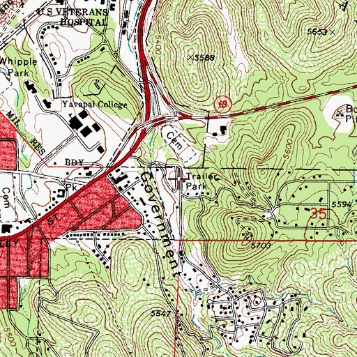 Topographic Map of KNOT-AM (Prescott), AZ