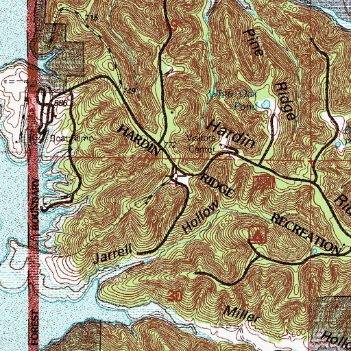 Topographic Map of Hardin Ridge Recreation Area, IN