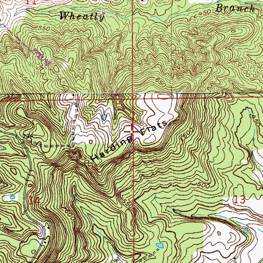 Topographic Map of Harding Flats, IN
