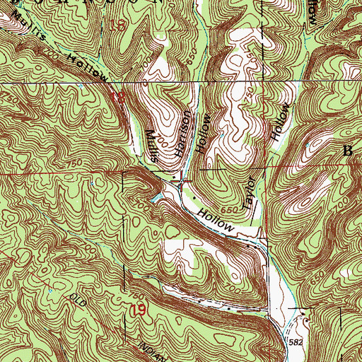 Topographic Map of Harrison Hollow, IN