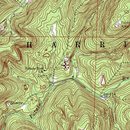 Topographic Map of Harrison-Crawford State Forest, IN