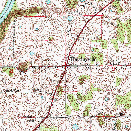 Topographic Map of Hartleyville, IN