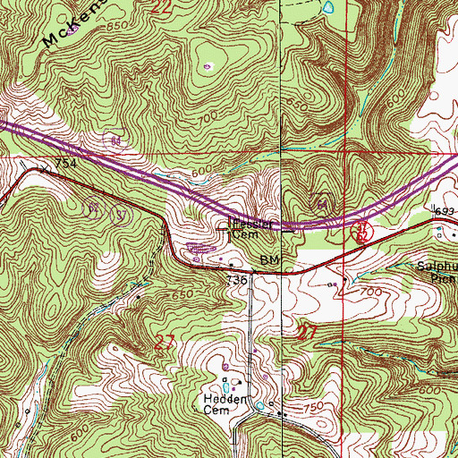 Topographic Map of Hedden Cemetery, IN