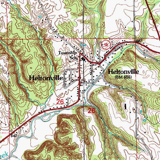 Topographic Map of Heltonville, IN