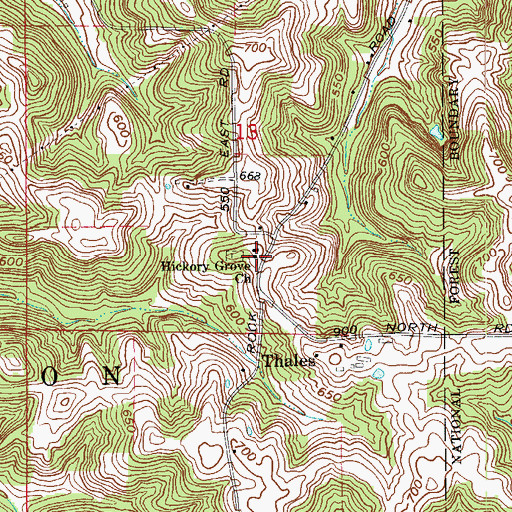Topographic Map of Hickory Grove Church, IN