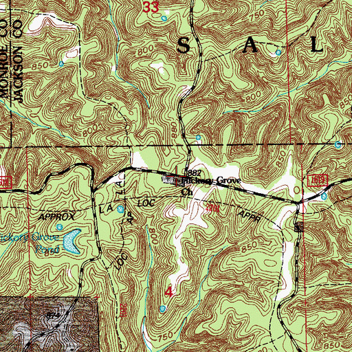 Topographic Map of Hickory Grove Church, IN