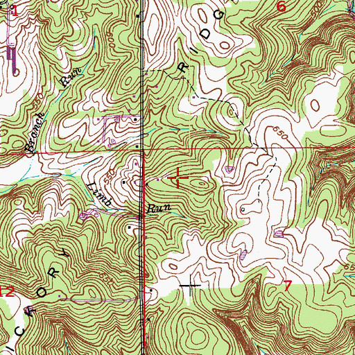 Topographic Map of Hickory Ridge, IN