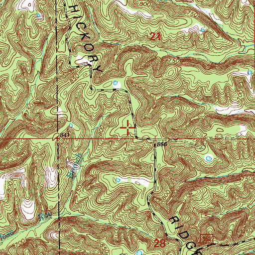 Topographic Map of Hickory Ridge, IN