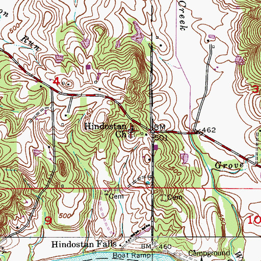 Topographic Map of Hindostan Church, IN