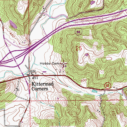 Topographic Map of Hobbs Cemetery, IN