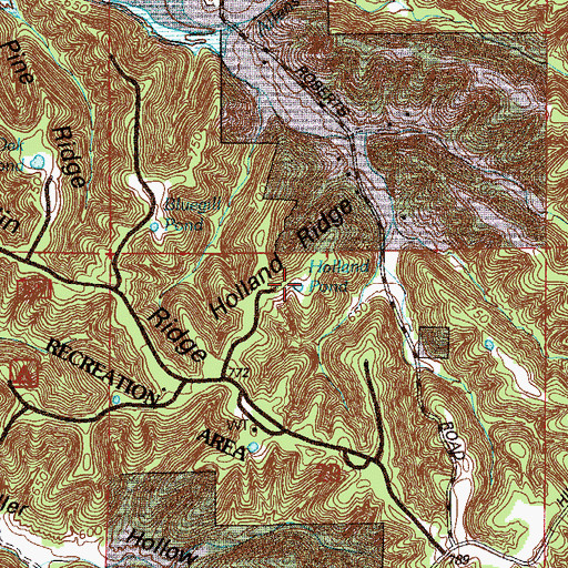 Topographic Map of Holland Ridge, IN