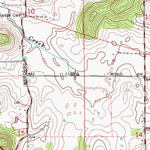 Topographic Map of Honey Creek, IN