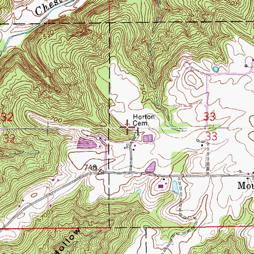 Topographic Map of Horton Cemetery, IN
