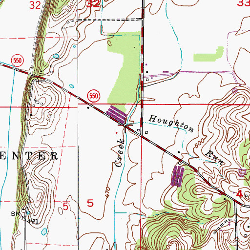 Topographic Map of Houghton Run, IN