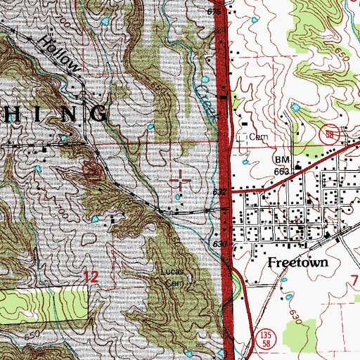 Topographic Map of Hound Hollow, IN