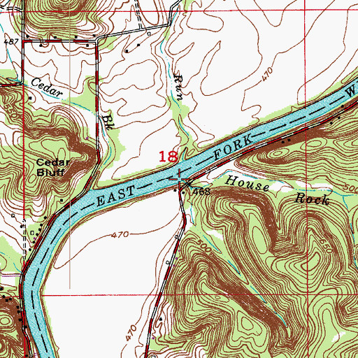Topographic Map of House Rock Branch, IN