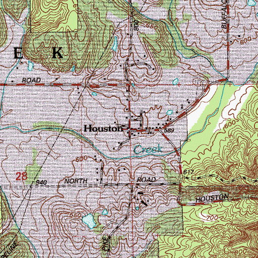 Topographic Map of Houston, IN
