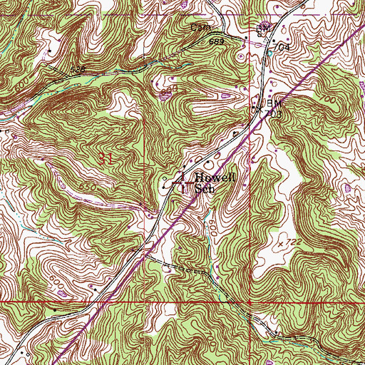 Topographic Map of Howell School, IN