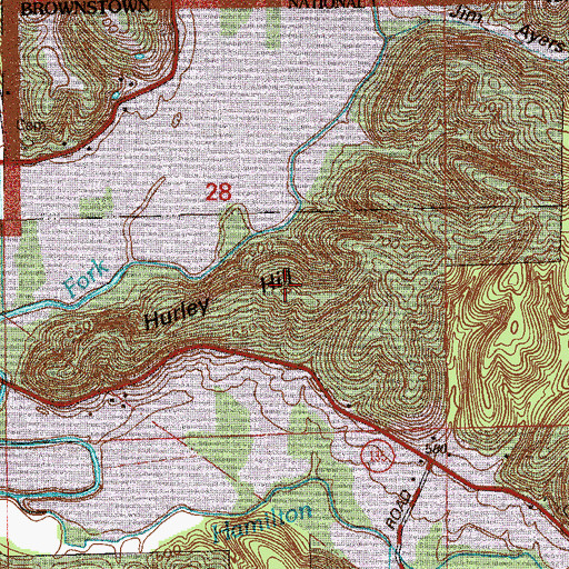 Topographic Map of Hurley Hill, IN