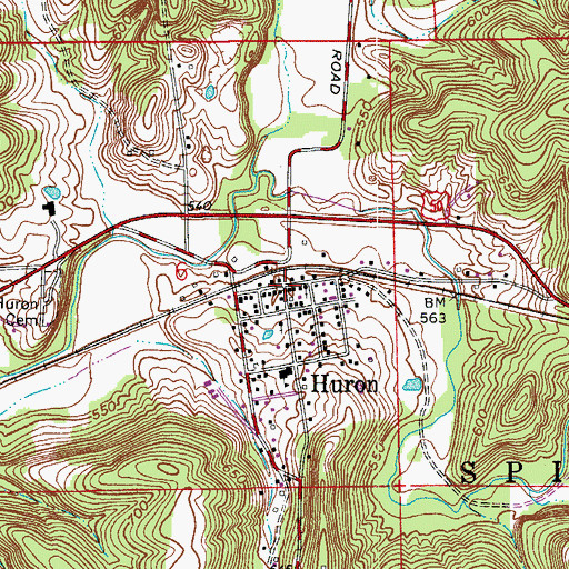 Topographic Map of Huron, IN