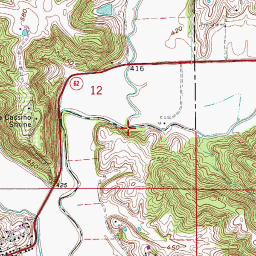 Topographic Map of Hurricane Creek, IN