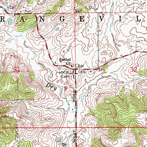 Topographic Map of Independent Order of Odd Fellows Cemetery, IN