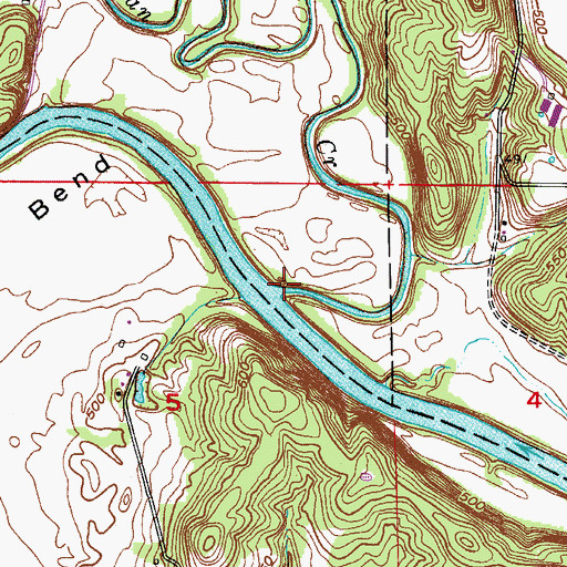 Topographic Map of Indian Creek, IN