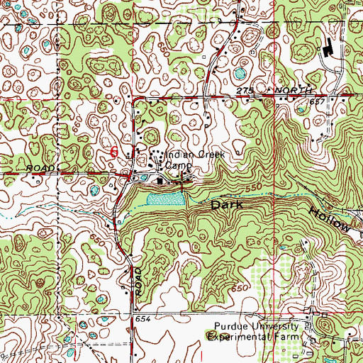 Topographic Map of Indian Creek Camp, IN
