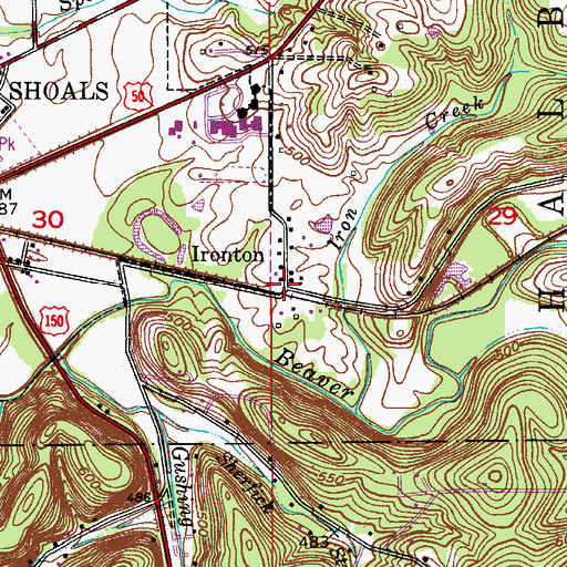 Topographic Map of Ironton, IN