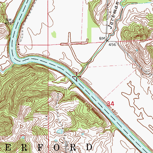 Topographic Map of Jackman Branch, IN