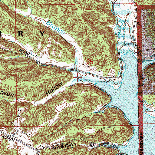 Topographic Map of Johnson Hollow, IN
