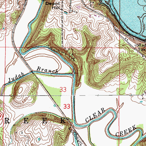 Topographic Map of Judah Branch, IN