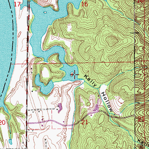 Topographic Map of Kelly Hollow, IN