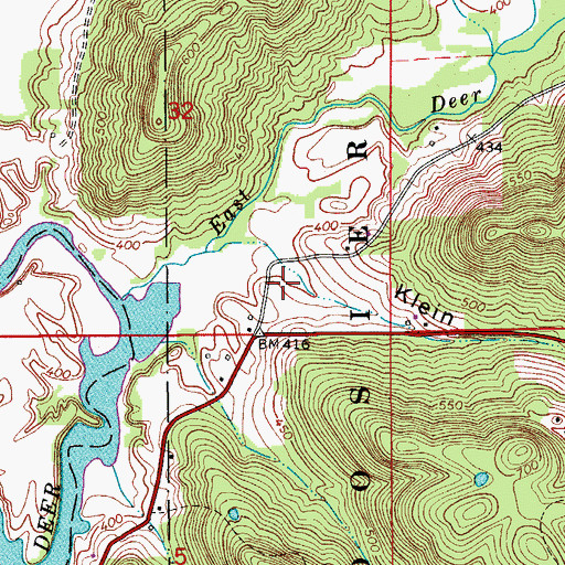 Topographic Map of Klein Hollow, IN