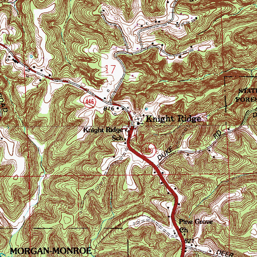 Topographic Map of Knight Ridge School, IN