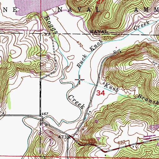 Topographic Map of Knob Branch, IN