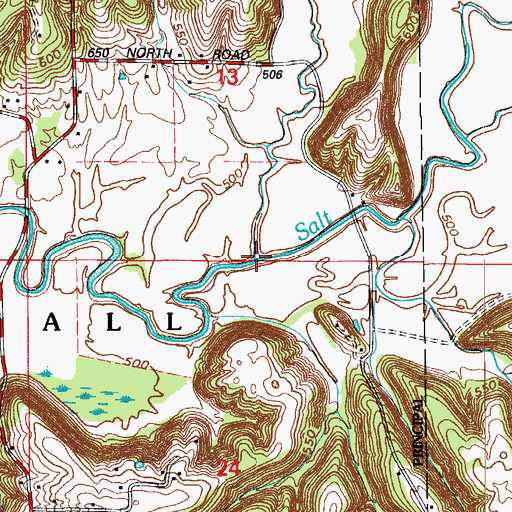 Topographic Map of Knob Creek, IN