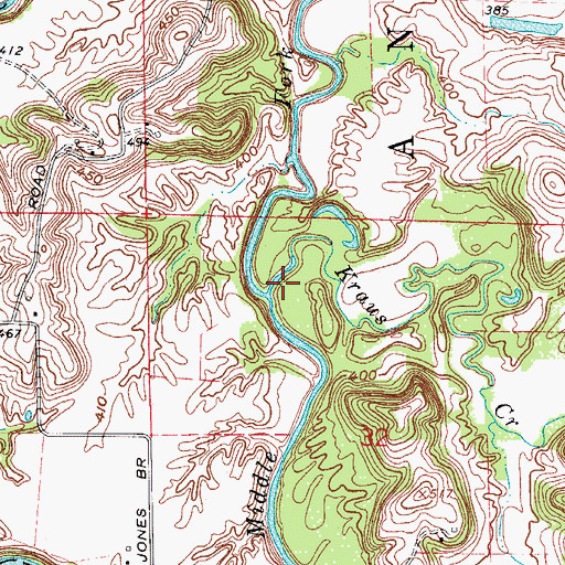 Topographic Map of Kraus Creek, IN